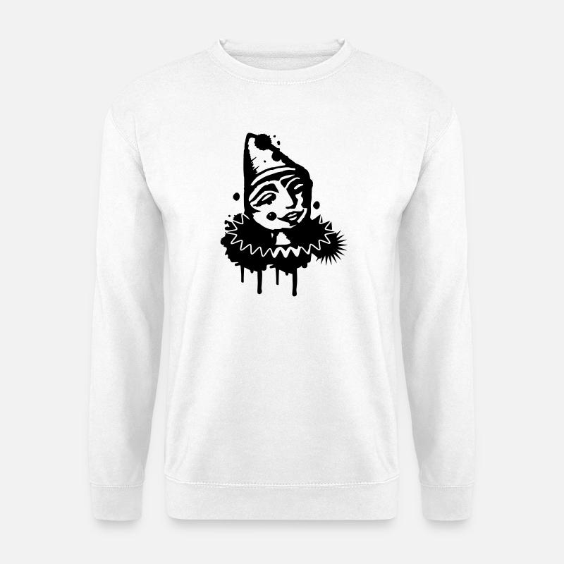 Porträt eines melancholischen Clowns als Graffiti - Unisex Pullover - Weiß