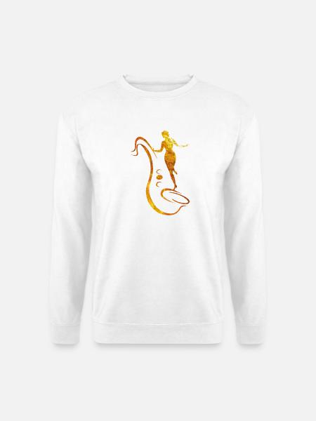 Frau und Saxophon - Unisex Pullover - Weiß