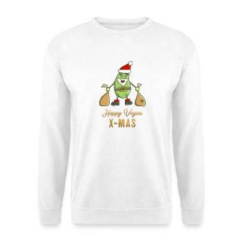 Ein veganer Soja Weihnachtsmann Happy Xmas - Unisex Pullover - Weiß - Vorne