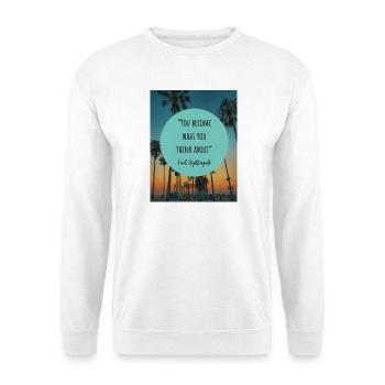 Motivierendes Zitat mit Sonnenuntergang und Palmen - Unisex Pullover - Weiß - Vorne