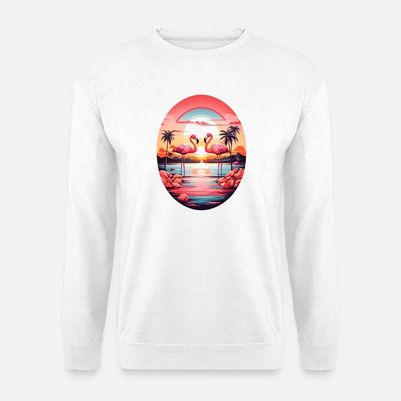 Flamingos - Unisex Pullover - Weiß