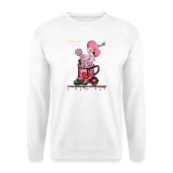 Süßer Flamingo-Kaffeegenuss - Unisex Pullover - Weiß - Vorne