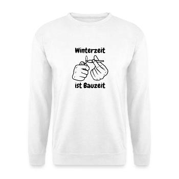 Winterzeit ist Bauzeit - Unisex Pullover - Weiß - Vorne