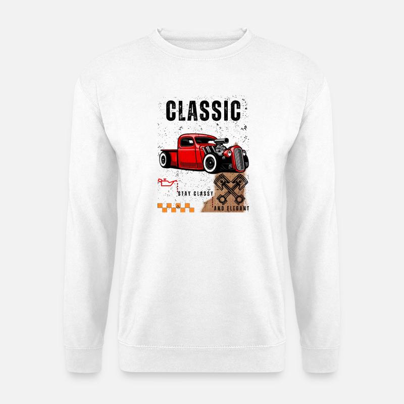 Vintage Roter Hot Rod mit Kolben Art - Unisex Pullover - Weiß