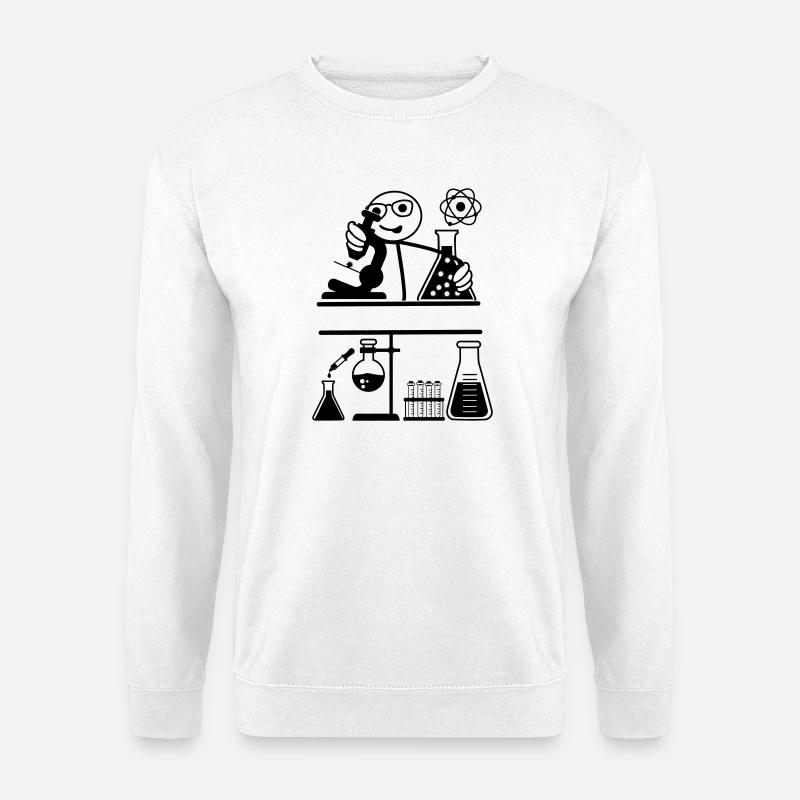 Lab with stickmen looking into microscope - Unisex Sweatshirt - white