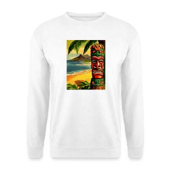 Tiki Mask on Tropical Beach Sunset - Unisex Sweatshirt - white - Front