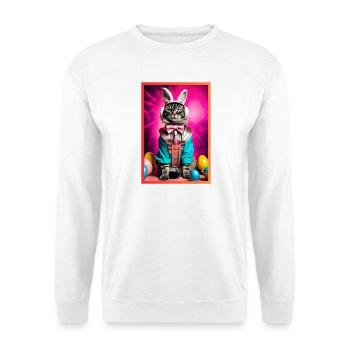Cats in bunny armour with headphones - Unisex Sweatshirt - white - Front