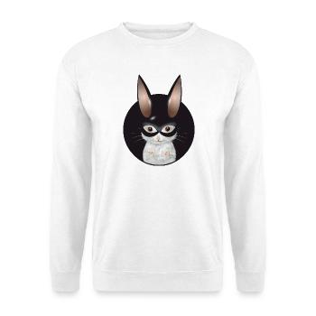 Cute White Mouse with Bunny Mask in Patch - Unisex Sweatshirt - white - Front