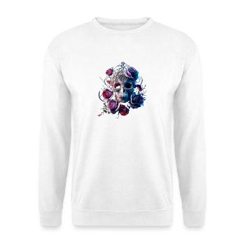 Crâne et Roses - Sweat-shirt Unisexe - blanc - Devant