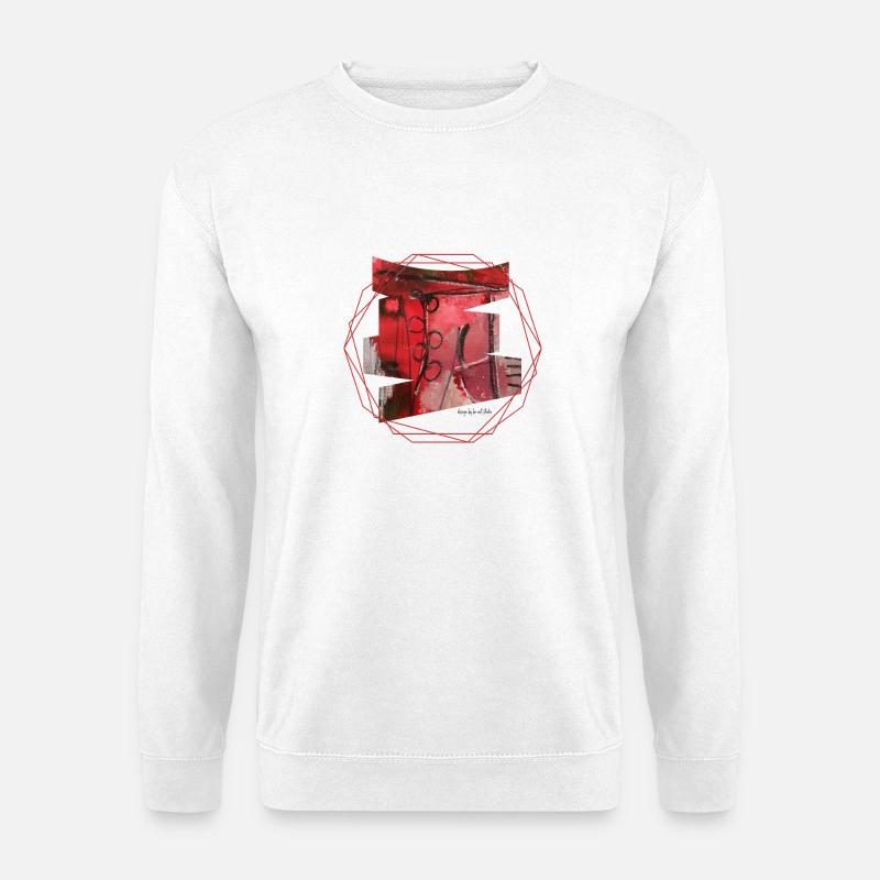 Abstrakte Kunst in Rot und Schwarz - Unisex Pullover - Weiß