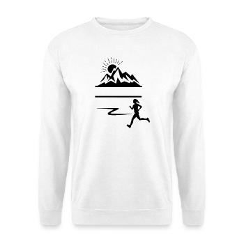 Läuferin Frau Berge Banner - Unisex Pullover - Weiß - Vorne