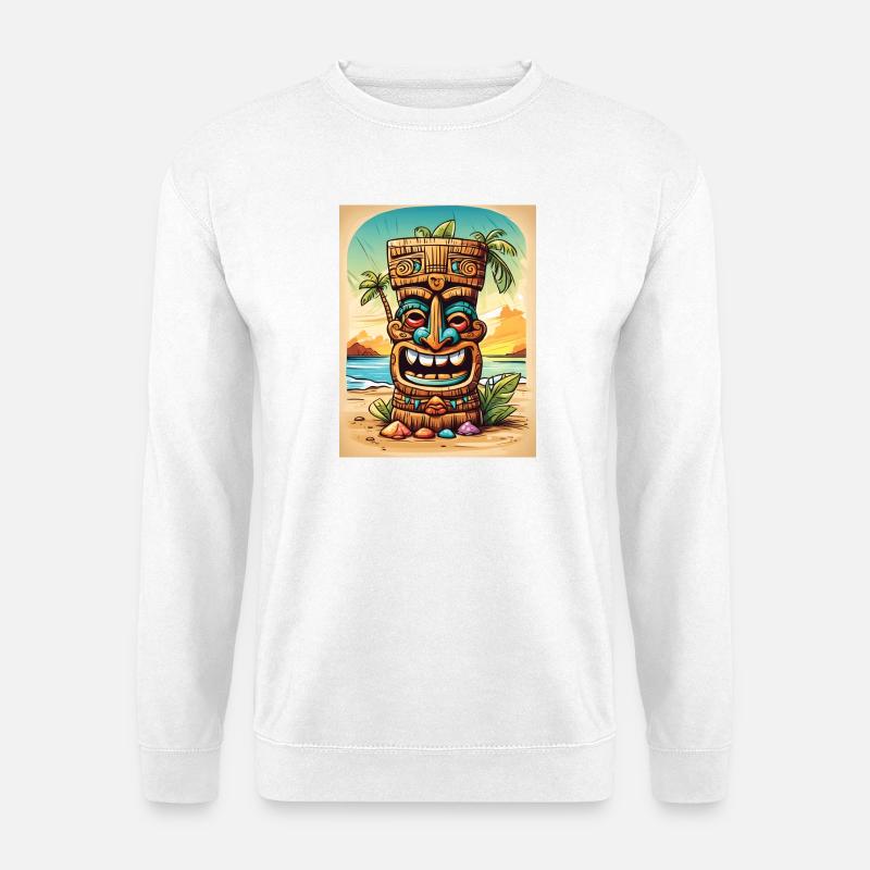 Tiki Statue cartoon - Unisex Pullover - Weiß