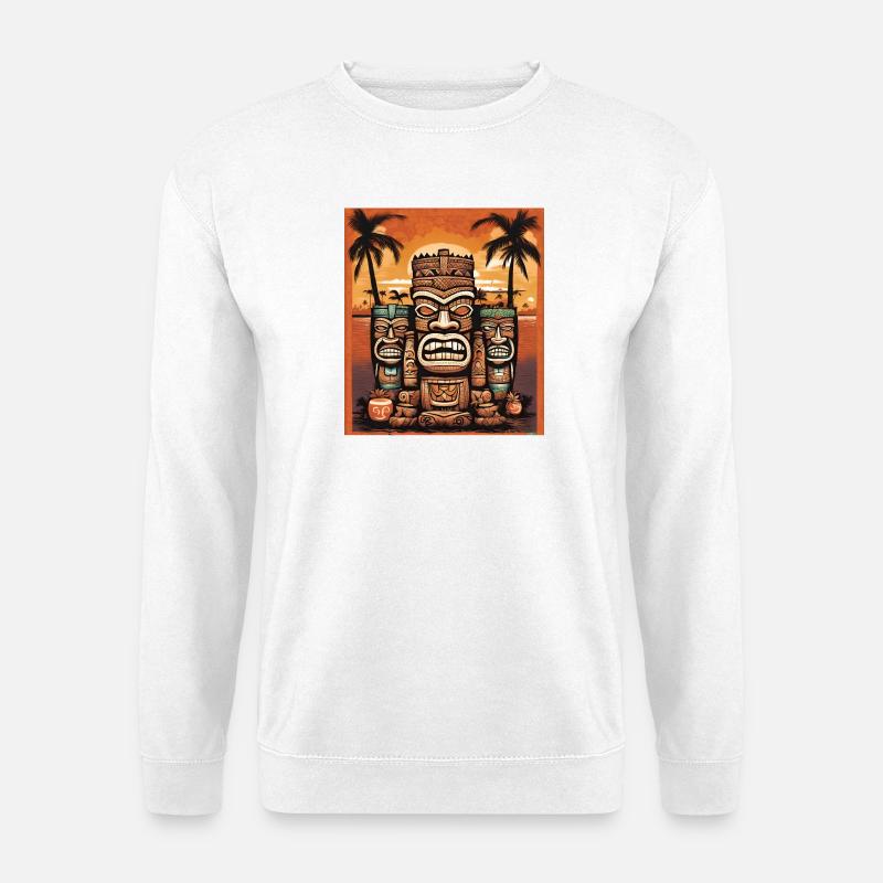 Tiki Statuen - Unisex Pullover - Weiß