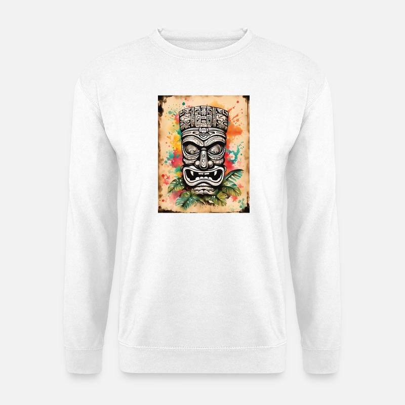 Tiki Maske splash art - Unisex Pullover - Weiß