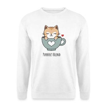 Cat love in a teacup - Unisex Sweatshirt - white - Front