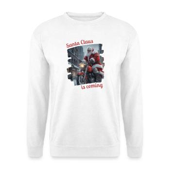Santa Claus is coming - Weihnachtsmann Motorrad - Unisex Pullover - Weiß - Vorne