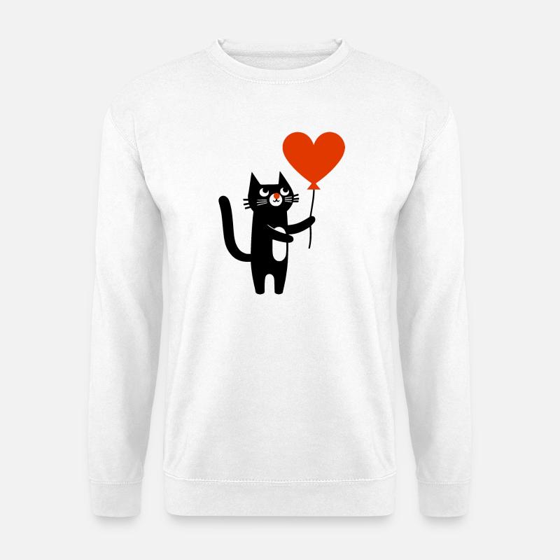 Die Katze und der Luftballon - Unisex Pullover - Weiß