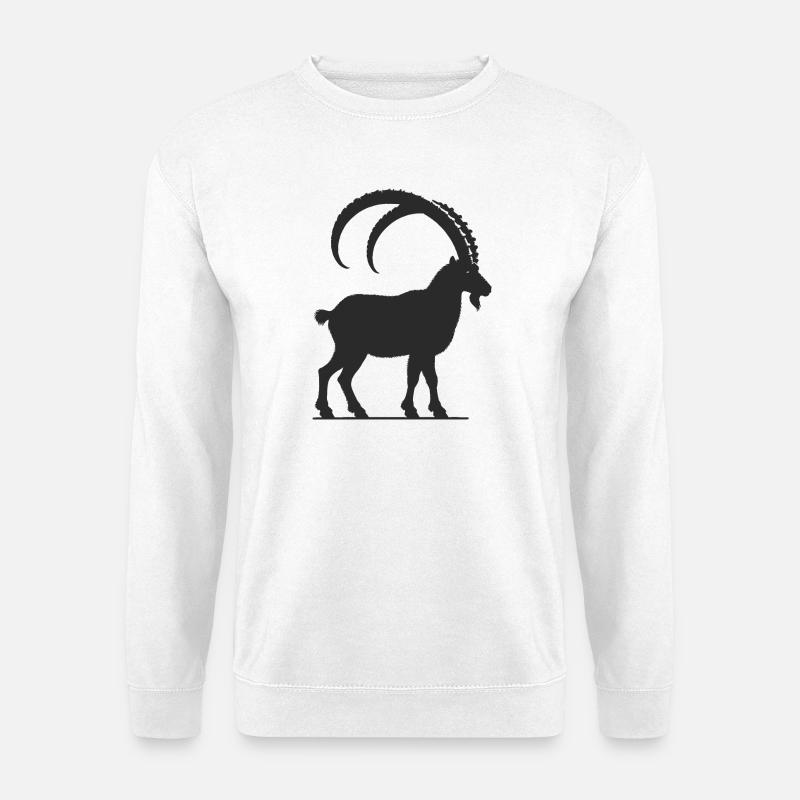 Majestätischer Steinbock – Silhouetten-Stil - Unisex Pullover - Weiß