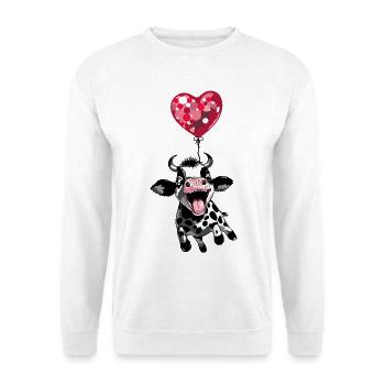 Veau sauteur avec ballon cœur - vache veau - Sweat-shirt Unisexe - blanc - Devant