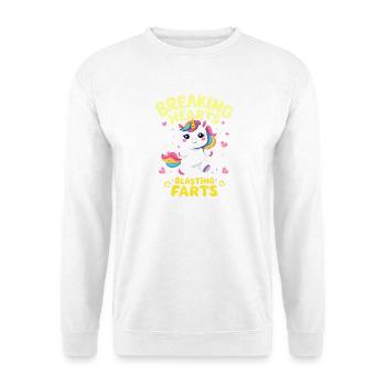 Breaking Hearts Blasting Farts Unicorn - Unisex Pullover - Weiß - Vorne