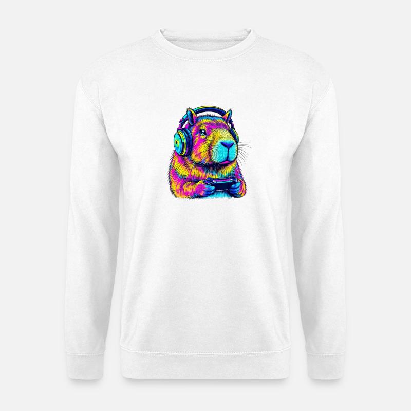 Capybara Funny Video Games - Unisex Pullover - Weiß