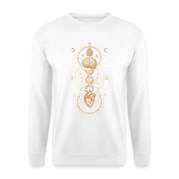 Heilige Verbindung | Herz-Hirn-DNA-Spirale - Unisex Pullover - Weiß - Vorne