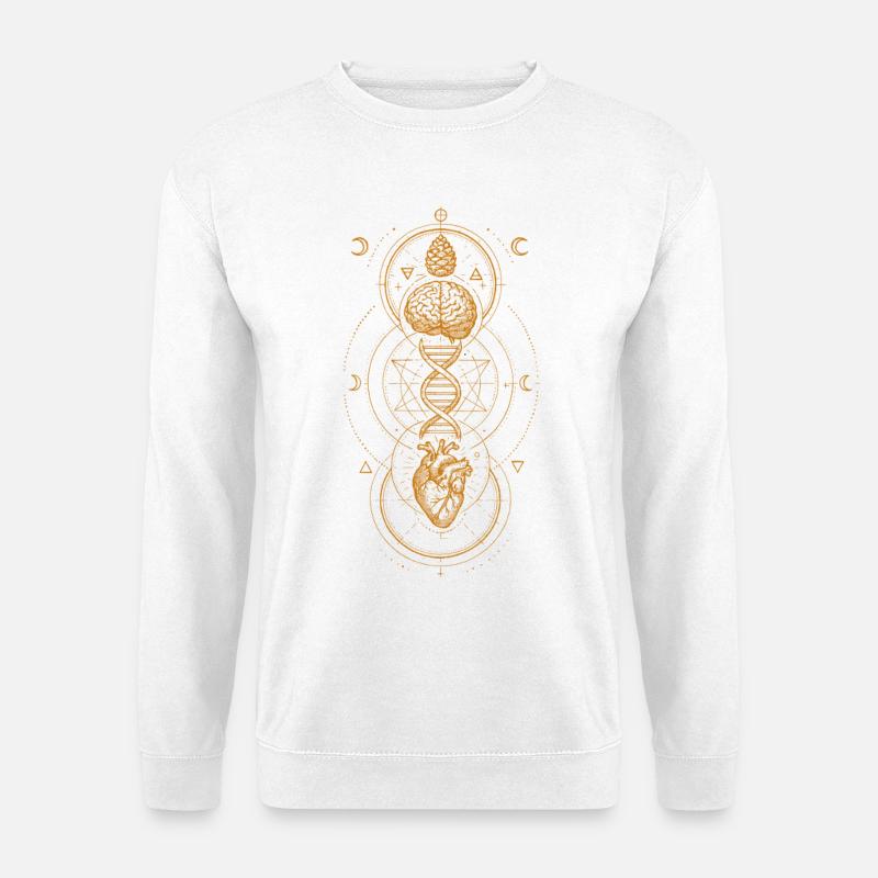 Heilige Verbindung | Herz-Hirn-DNA-Spirale - Unisex Pullover - Weiß