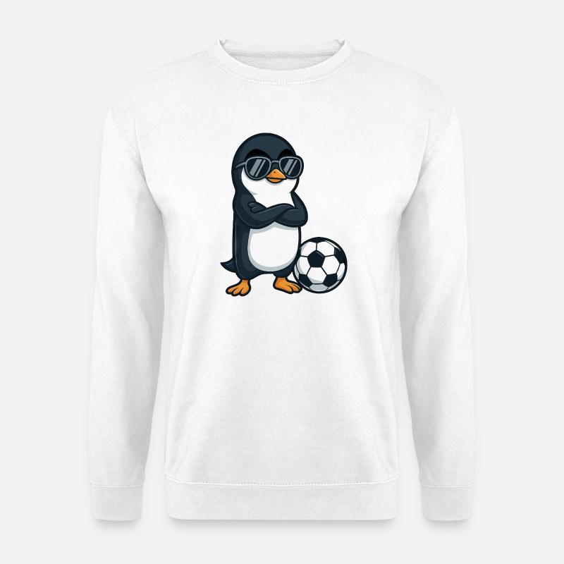 Cooler Pinguin Sonnenbrille Fußballspieler - Unisex Pullover - Weiß