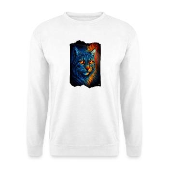 Mystical lynx wildcat in firelight - Unisex Sweatshirt - white - Front