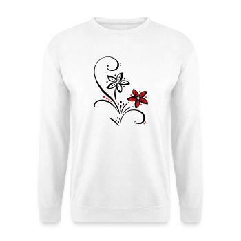 Ornament mit kleinen Blüten - Unisex Pullover - Weiß - Vorne