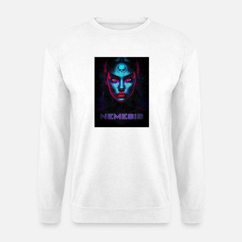 Nemesis – Cyber Face des Ténèbres - Sweat-shirt Unisexe - blanc