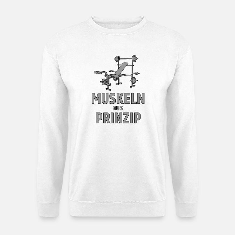 Muskeln aus Prinzip - Hantelbank - Unisex Pullover - Weiß