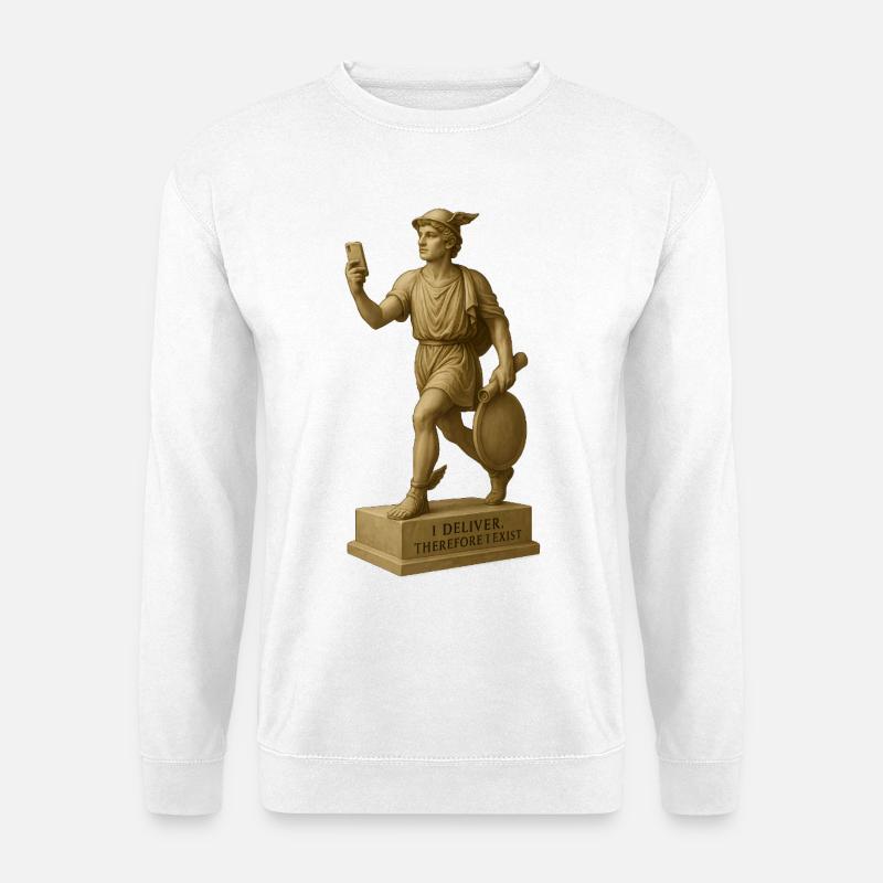 Antike Philosophenfigur mit Smartphone - Unisex Pullover - Weiß