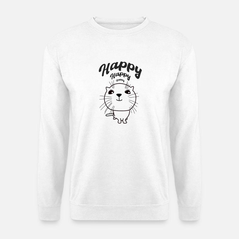 Happy Cat - Unisex Pullover - Weiß