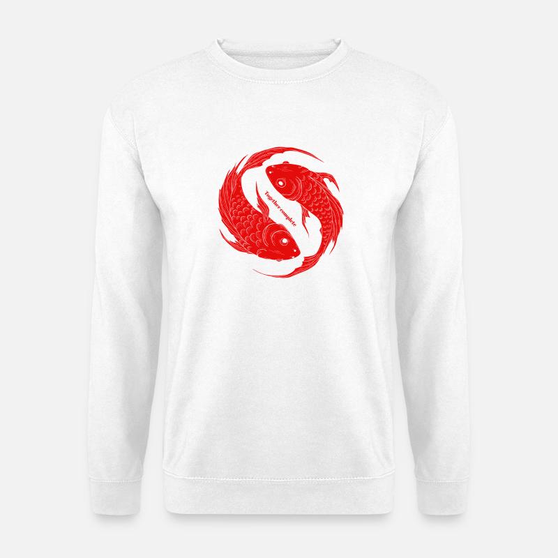 Together Complete - Yin Yang Fische Koi - Unisex Pullover - Weiß