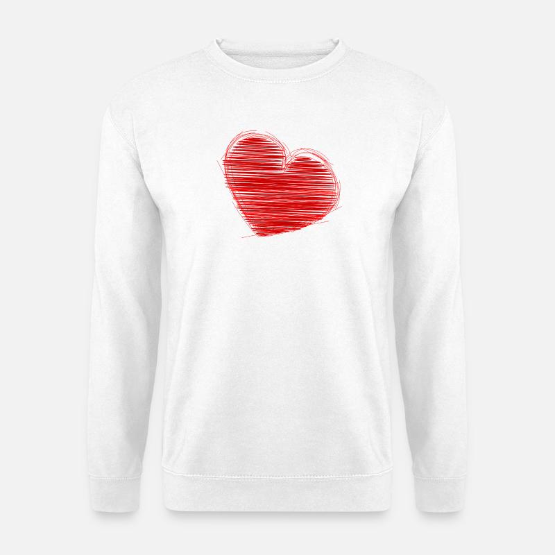 Buntes Herz mit grafischer Umrisszeichnung - Unisex Pullover - Weiß