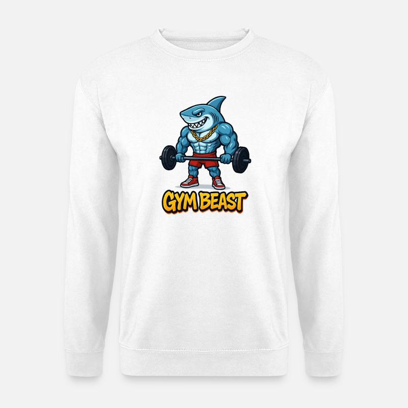 Shark Muscles Comic Bodybuilder - Unisex Sweatshirt - white