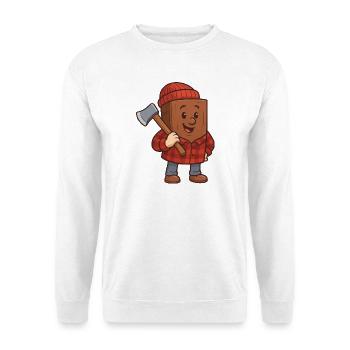 Holzklotz mit Axt Fröhliches Design - Unisex Pullover - Weiß - Vorne