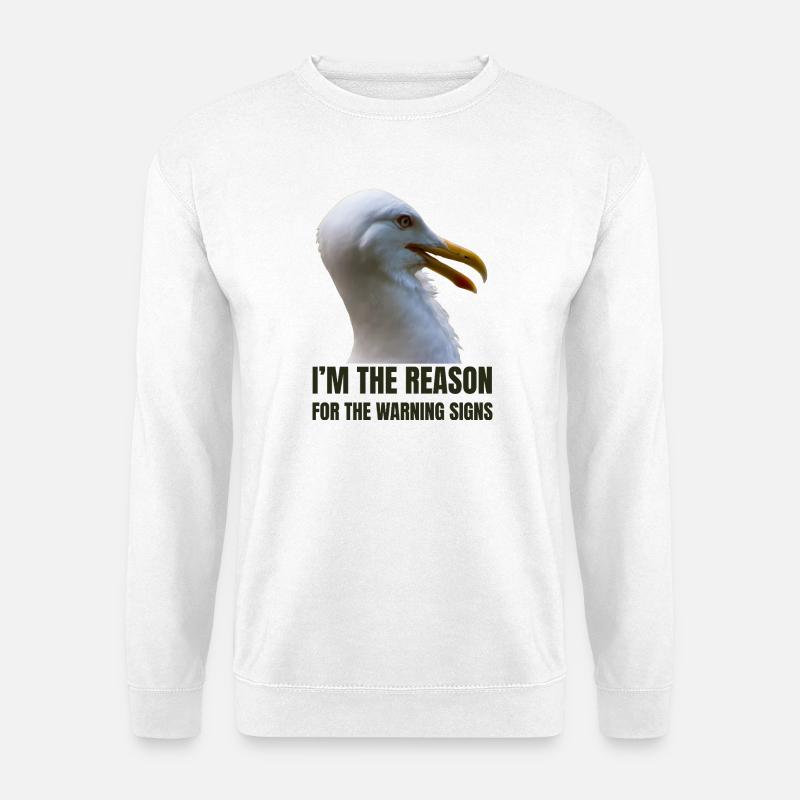 Whimsical Seagull with Bold Text - Unisex Sweatshirt - white