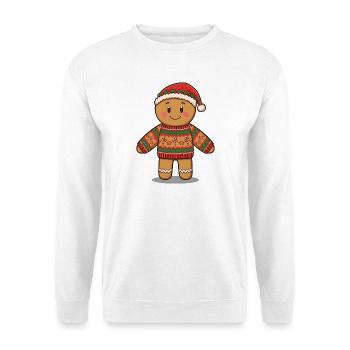 Dessin animé de bonhomme en pain d’épice - Pull de Noël laid - Sweat-shirt Unisexe - blanc - Devant