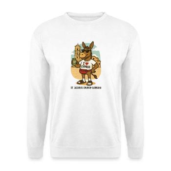 Esel im Urlaub in Larnaca mit einem Getränk - Unisex Pullover - Weiß - Vorne