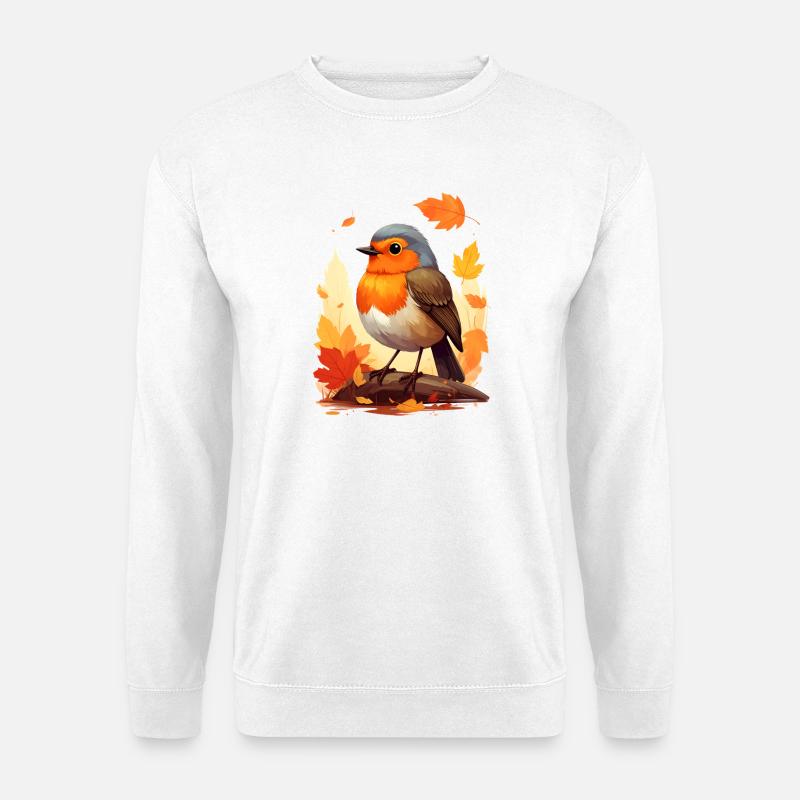 Rotkehlchen im Herbst - Unisex Pullover - Weiß