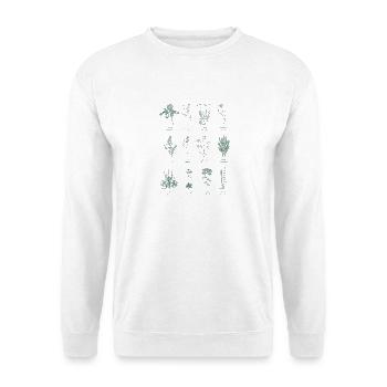 Botanische Wildkräuter Illustration -Waldgrün  - Unisex Pullover - Weiß - Vorne