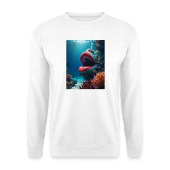Unterwassermund: Riesiger Lippenabdruck - Unisex Pullover - Weiß - Vorne