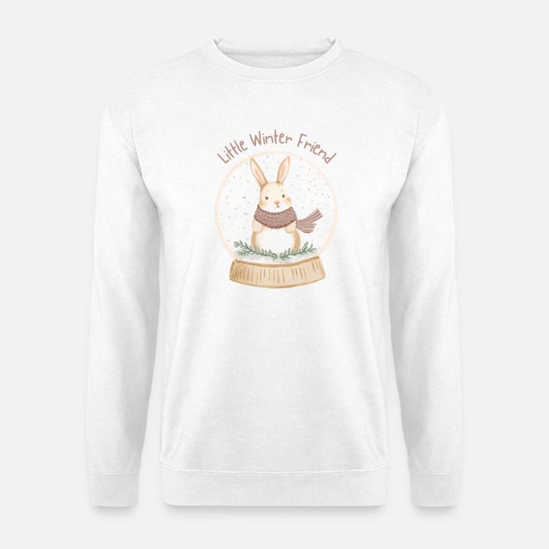 Snow Globe Bunny – Little Winter Friend - Unisex Pullover - Weiß