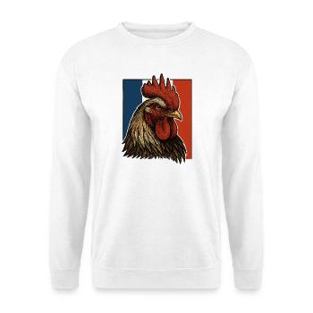 Flammender Hahn Blau Weiß Rot - France Patriote - Unisex Pullover - Weiß - Vorne