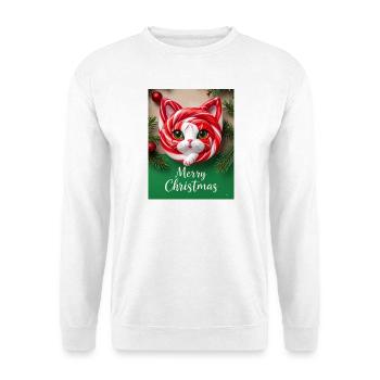 Weihnachtskatze Zuckerstange Look - Unisex Pullover - Weiß - Vorne