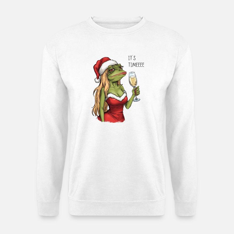 Funny Christmas Frog It’s Time Design - Unisex Pullover - Weiß
