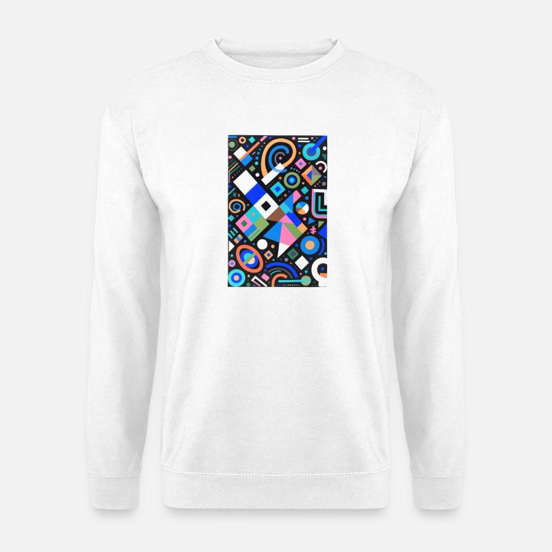 Neon Geometrie Farbmix auf Schwarz - Unisex Pullover - Weiß