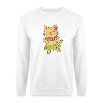 Katze auf Hawaii - Unisex Pullover - Weiß - Vorne